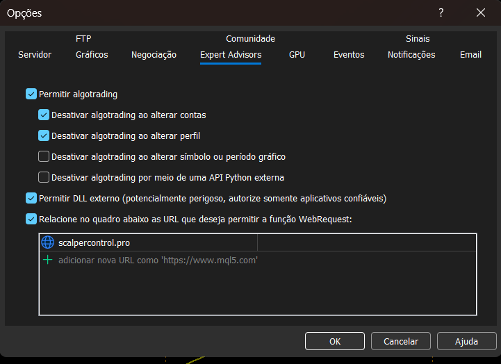Opções Expert Advisor